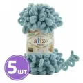 Пряжа для вязания крючком, спицами, Alize, Ализе, плюшевая, Puffy, толстая, микрополиэстер 100%, цвет 414, аква, 5 шт. по 100 г, 9 м