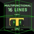 Проф. 4D лазерный уровень, 16 линий, 4 360 зеленый луч, авто-выравнивание, IP54, 1 аккумулятор, для плитки и картин