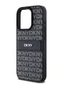 DKNY для iPhone 15 Pro Max чехол PU Repeat texture Tonal stripe Metal logo Hard Black