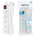 Сетевой удлинитель Фотон 10-55S, 5м, 5 розеток, 10А, с выключателем, белый 21206 15745580