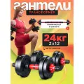 Гантели разборные ТИТАН для фитнеса + штанга спортивная 2 шт. по 12 кг