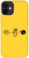 Силиконовый чехол на Apple iPhone 12 Mini / Эпл Айфон 12 мини с рисунком Brain Plus Heart Soft Touch желтый
