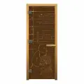 Дверь стеклянная Бронза мишка 190х70 (8мм, 3 петли 710 CR) (осина) Пр