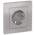 Розетка 1-м СП AtlasDesign 16А IP20 с заземл. защ. шторки в сборе алюм. | код ATN000344 | Schneider Electric (8шт. в упак.)