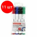 Комплект 11 шт, Маркеры стираемые для белой доски набор 4 цвета, BRAUBERG CLASSIC, 3 мм, с клипом, 152117