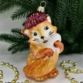 Irena-Co елочная игрушка, стекло Лисичка в шапке (12х7х7см)