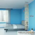 Декоративная подвесная модульная перегородка для зонирования комнаты. Потолочное крепление. Высота 240 см ширина 40 см. Комплект 6 квадратов+крепеж. Цвет бежевый.
