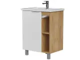 Тумба под раковину Сохо KONSENSA напольная 56.4 см цвет дуб гудзон золотой/белый софт тач
