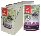Влажный корм Blitz Sensitive Sterilised пауч для стерилизованных кошек и кастрированных котов (кусочки в соусе) Индейка и клюква, 85 г х 24 шт.