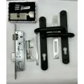 Комплект замка с ручкой для калитки (Premium -нержавейка 304 )черный матовый 80 ключ-вертушка