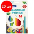 Комплект 20 шт, Карандаши цветные акварельные BRAUBERG PREMIUM AQUARELLE, 36 цветов, грифель мягкий 4 мм, 181674