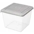 Контейнер для продуктов Домашняя Мода Asti, пластмассовый, 1 л, 12,4х12,4х10 см, квадратный, полипропилен, гранит светло-серый, подходит для СВЧ (223105121/02)