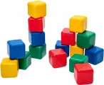Кубики детские цветные, пластиковые, набор из 16 штук, учим цвета, размер 12х12 см, для малышей от 1 года