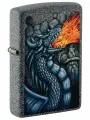 Зажигалка ZIPPO Fiery Dragon с покрытием Iron Stone, латунь/сталь, серая, матовая, 38x13x57 мм