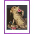 Алмазная мозаика на подрамнике - вышивка Пес с пончиком 40 х 50 см