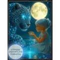 Алмазная мозаика COLOR VISION OF LIFE Девочка и Леопард, полная выкладка, полная комплектация