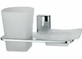 Держатель стакана с мыльницей Wasserkraft Leine K-5026 хром, стекло матовое