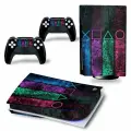 Наклейка виниловая защитная на игровую консоль Sony PlayStation 5 Fat Disc Edition, Значки PS, полный комплект с геймпадами