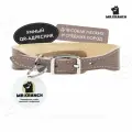 Ошейник Mr.Kranch для собак из натуральной кожи с QR-адресником, 30-35см, бежевый