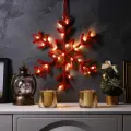 Светодиодная подвесная фигура Снежинка красная на стену, праздничное украшение с подсветкой, декоративная фигурка для интерьера, декор на новый год, 39 см, 30 LED, свечение теплое белое