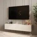 Тумба под телевизор подвесная 150 см Камелия бежевый, консоль навесная длинная для тв