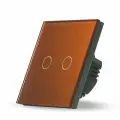 Сенсорный выключатель 2 клавиши 1 пост, (2G) стекло 86х86мм цвет оранжевый