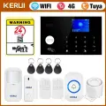Сигнализация KERUI 4G с кнопкой дверного звонка, домашняя сигнализация, охранная работа с Alexa Tuya Smart App, датчик движения против домашних животных G34, KIT 5, вилка ЕС