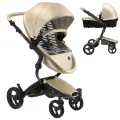 Коляска 2в1 Mima Xari Champagne на чёрном шасси с матрасиками Black/White в комплекте конверт