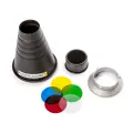 Узкоугольная насадка с цветными фильтрами, сотами байонет Bowens Fotokvant SNOOT-22-BW тубус