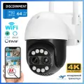 8MP 4K WIFI камера, двойной объектив, Карта памяти 64 Гб в комплекте PTZ, 8x цифровой зум, AI отслеживание людей, наружное аудио, CCTV камера безопасности, iCSee