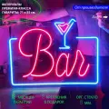 Неоновый светильник, неоновая светодиодная вывеска на стену, настенная неоновая лампа, Bar для бара, 71 х 55 см.