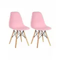Стулья для кухни комплект 2 шт со спинкой СтулБержи EAMES DSW, деревянные ножки, розовый, пластиковый