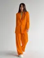 Костюм классический MATRESHKA_LOVE Комплект классический женский, с брюками палаццо,деловой стиль, пиджак удлиненный, оверсайз, размер 50, оранжевый