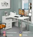 Стол компьютерный Мэрдэс СР-132С-140 БЕ-ЛЕВ Белый, угловой, 101 х 140 х 75 см, с ящиками
