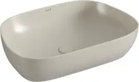 Накладная раковина VitrA Outline Recycled 63 фарфоровая, без отверстия под смеситель, раковина для ванной, 63 см, овальная, бежевая