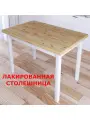 Стол кухонный Классика из массива сосны, 100х40х76 см, лакированная столешница 40 мм и ножки белого цвета