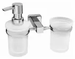 Дозатор для жидкого мыла WasserKRAFT Lippe K-6589 со стаканом для зубных щеток Хром стекло на стену