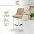 Барный стул 75 см Fusion Standart F01, на белых дубовых ножках, велюр цвет бежевый, Лаврентьев Студио
