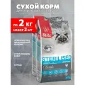 Сухой корм Blitz Classic Adult Cat Sterilised Chicken для взрослых кастрированных котов и стерилизованных кошек курица, 2 кг х 2 шт