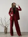 Костюм классический MATRESHKA_LOVE Комплект классический женский, с брюками палаццо, размер 40, бордовый