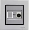 Розетка телевизионная в алюминиевой рамке серебристая Vesta-Electric Exclusive Silver Metallic