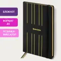 Блокнот А5 (135х205 мм), BRAUBERG TOUCH, под кожу, 80 л, линия, черный, 113409