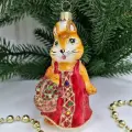 Irena-Co елочная игрушка, стекло Белочка с корзинкой (10,5х5,5х7см)