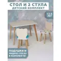 Детский стол и два стула мишки, бежевый комплект детской мебели RuLes