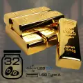 Металлическая флешка в виде слитка золота (32 Гб / GB USB 3.0 Золотой/Gold Gold_bar Flash drive Золотой Слиток MT133)