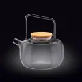 WILMAX Чайник Thermo 1000мл с бамбуковой крышкой WL-888821 / A, термостойкое стекло, подарочная упаковка