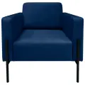 Кресло Офис с подлокотниками, синий велюр