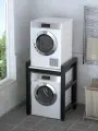 Усиленный стеллаж для стиральной и сушильной машины, черный каркас, белый