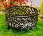 Костровая чаша Цветы 80 см с зольником, обручем и крышкой + чехол в подарок