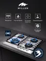Варочная панель встраиваемая, газовая MILLEN MGHG 601 WH, белый, ширина 60 см, 4 конфорки, электроподжиг, газ-контроль.